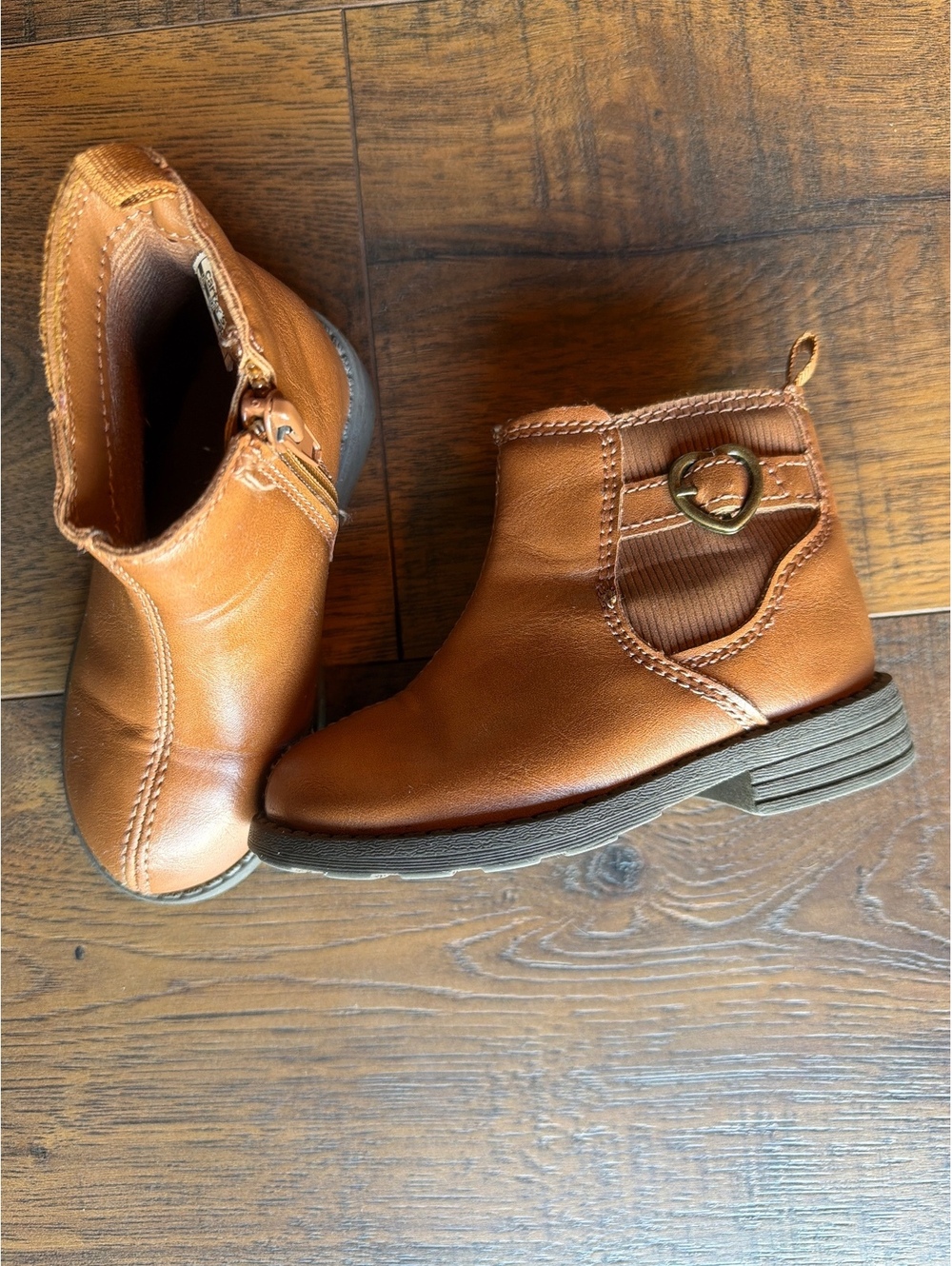 Carter's Toddler Girls Brown Ankle Boots with Heart Buckle Detail Size 6M